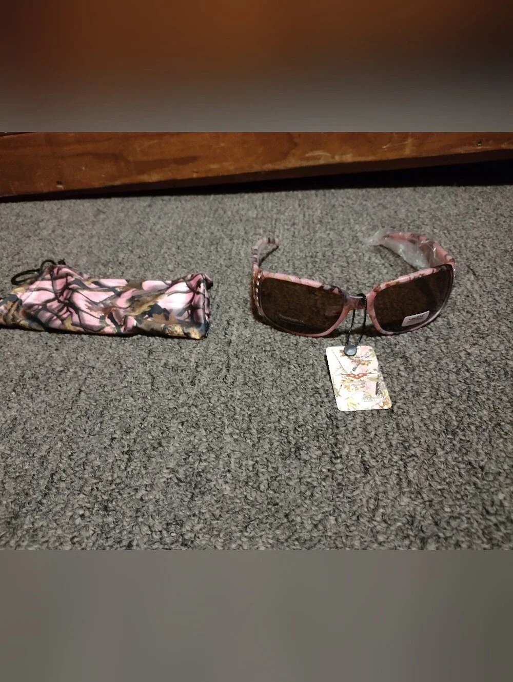 Pink Camo Patterned Women's Sunglasses with Soft Case